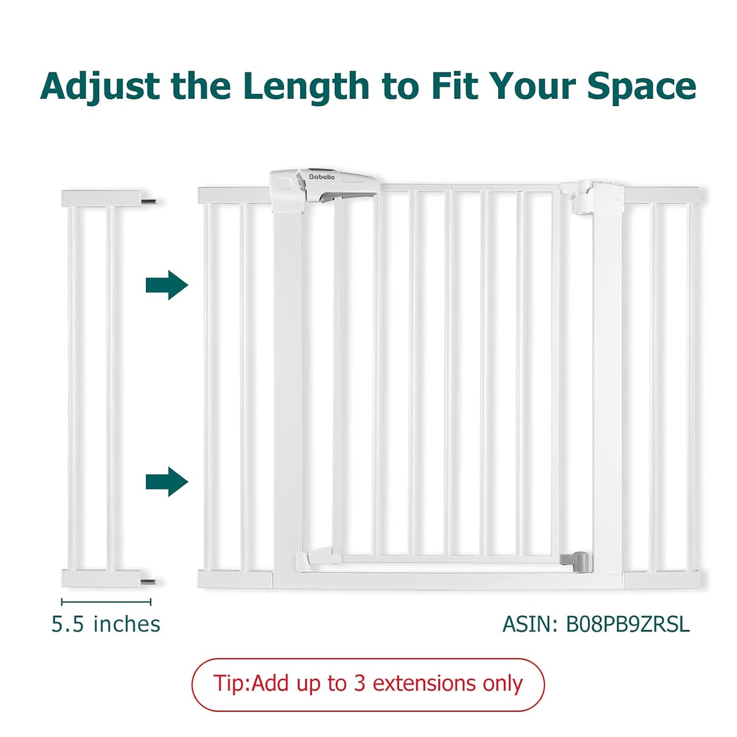 BABELIO Baby Metal Gate Extension with Wood Pattern, 5.5'' Extra Wide Pet Gate for Stairs & Doorways, Pressure Mounted Baby Gate Dog Gate, No Tools Required, 30'' Tall