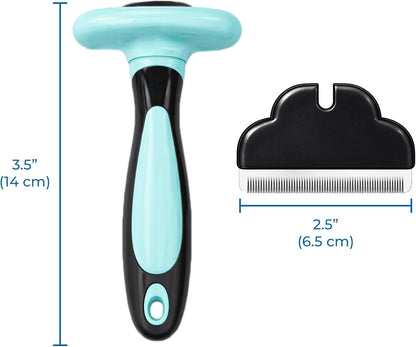 SunGrow Dog and Cat Deshedding Brush, Minimizes Shedding, Enhances Coat Health, Gentle on Skin, Suitable for Rabbits & Ferrets, 4" Steel Blade