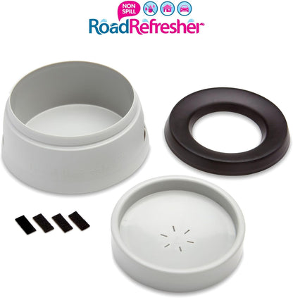 Prestige Pets Road Refresher™️ - Cat and Dog Water Bowl Dispenser - No Spill Water Bowl for Dogs and Cats - Travel Cat Bowl or Dog Bowl - Grey - Large