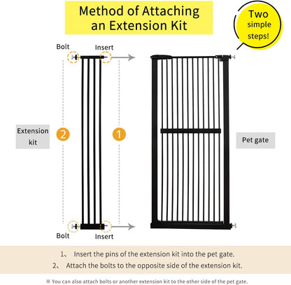 Lumizone Extra Tall Cat Gate 61.02" High Pressure Mounted Extra Wide 30.12"-34.05" (17Sizes) 1.37" Gap No Drilling Auto-Close Tall Pet Gate for Dogs (Black, 30.12"-34.05" W)