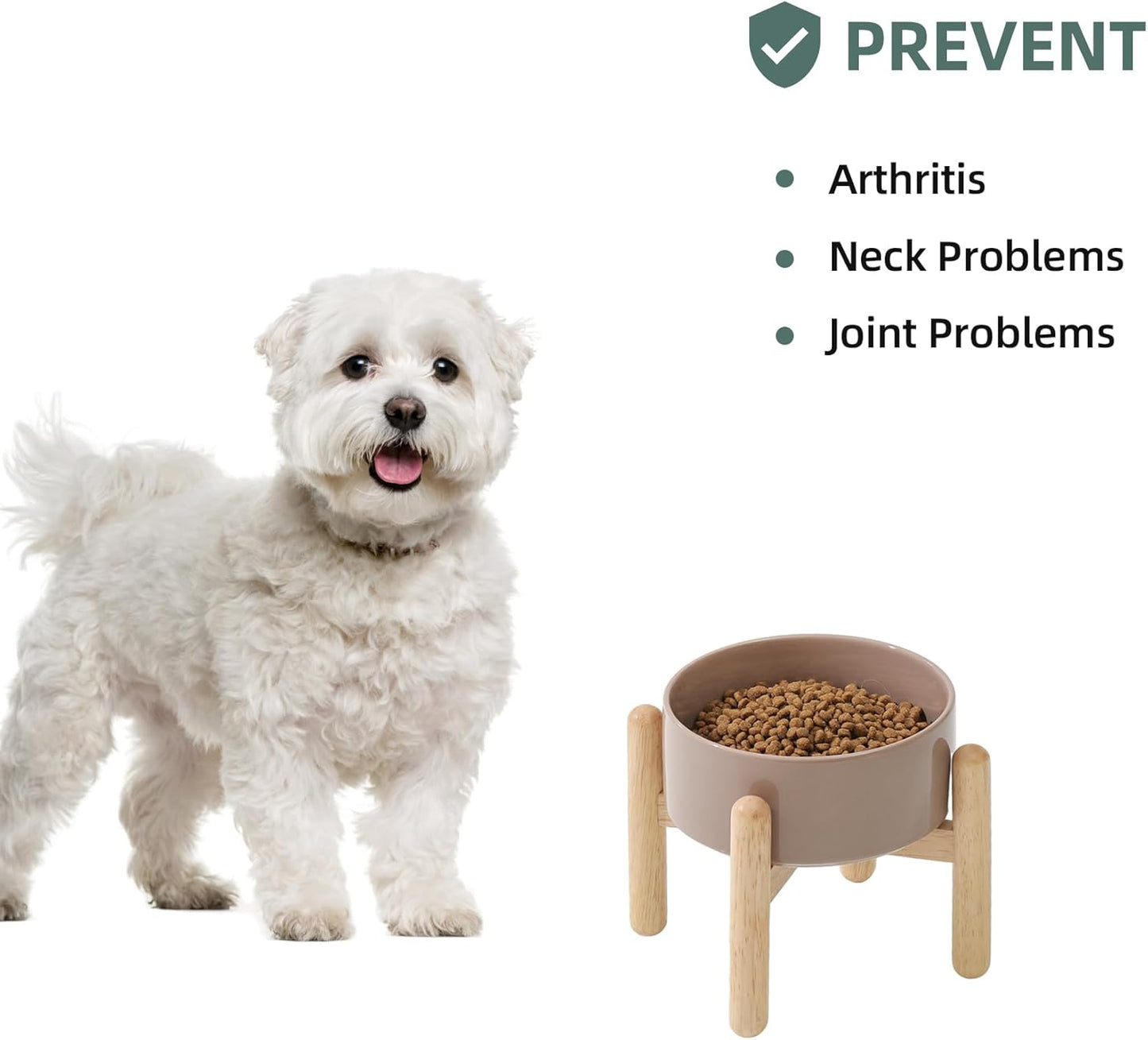 Havniva 8.3inch Ceramic Raised Dog Bowl with Stand, Elevated Dog Bowls for Large Breed Dog Food and Water Bowl Non-Slip Dog Dish Large Capacity Feeding Pet Water Bowl