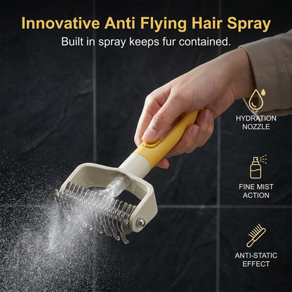 Double Sided Dematting Comb for Cats & Dogs, Undercoat Rake, Safe Deshedding Grooming Tool, Gentle Matt Remover Detangler for Long Thick Haired Pets, Ergonomic Pet Grooming Brush (Black)