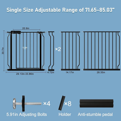 ALLAIBB Extra Wide Pressure Mount Baby Gate Auto Close Metal Child Dog Pet Safety Gates with Walk Through for Stairs,Doorways,Kitchen and Living Room (62.02-66.93"/158-170cm)
