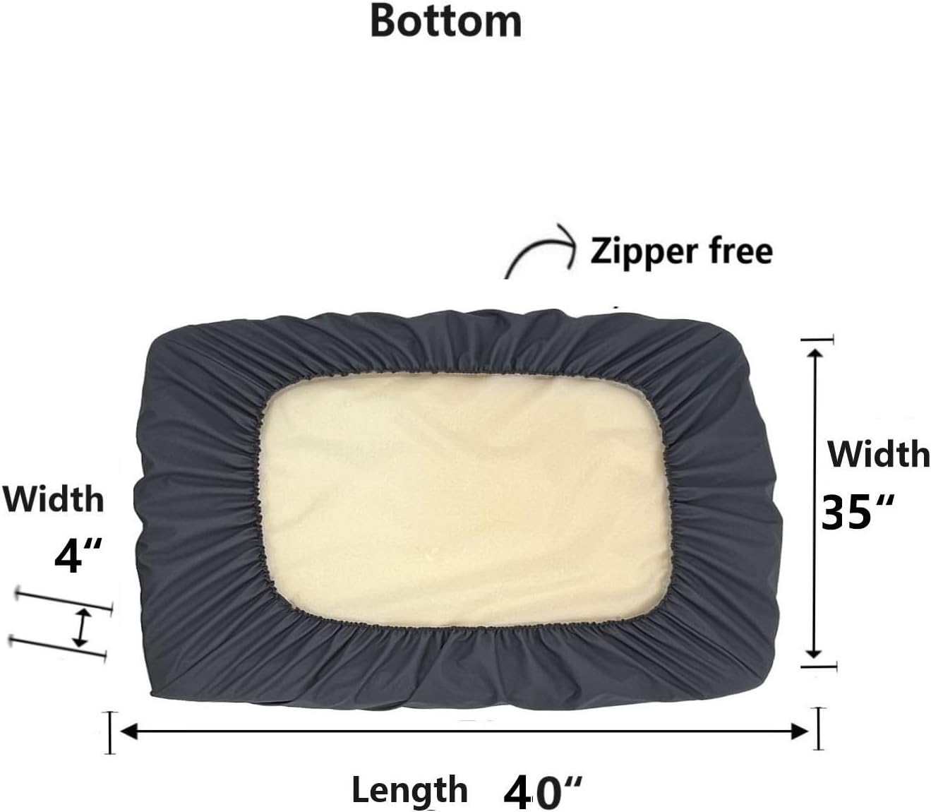 Grey Waterproof Dog Bed Slip Cover Dog Bed Liner Elastic 42 x 30 Inch
