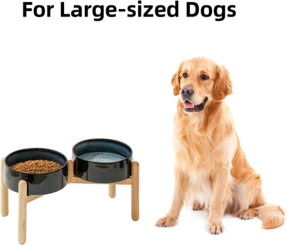 Havniva 8.3inch Ceramic Raised Dog Bowl with Stand, Elevated Dog Bowls for Large Breed Dog Food and Water Bowl Non-Slip Dog Dish Large Capacity Feeding Pet Water Bowl