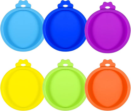 EupHHonycs 6 Pcs Cat Food Can Lids Silicone Small Pet Can Covers Dishwasher Safe for 3 oz Cat Wet Food Cans or Canned Good
