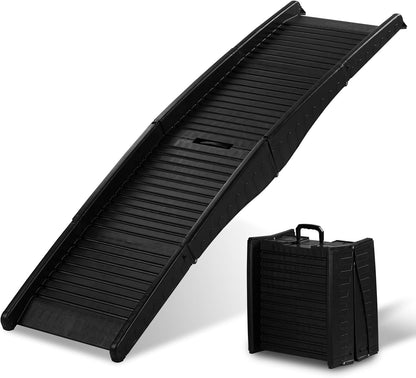 Folding Dog Ramps, 60”L Portable Pet Ramp for Large Dogs SUV,Cars,Lightweight Cat Ramp Non-Skid Surface Steps for High Bed,Stairs,Couch-Easy Storage,Supports up to 110 lb