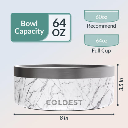 Coldest Dog Bowl - Anti Rust Metal, Non Slip, 3 Layers Insulated Stainless Steel Dog Bowls - Spill Proof & Heavy Duty - Water Bowl for Dogs, Cats & Pets, Dish Washer Safe (21 oz, Stealth Black)