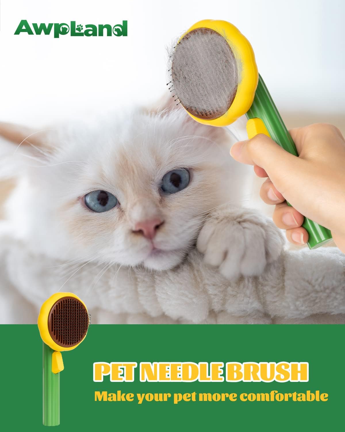 Pet Demon Brush, Cute Self Cleaning Slicker Brush for Dogs Cats Puppy Rabbit, Professional Pet Grooming Hair Removal Tool for Short & Long Hair