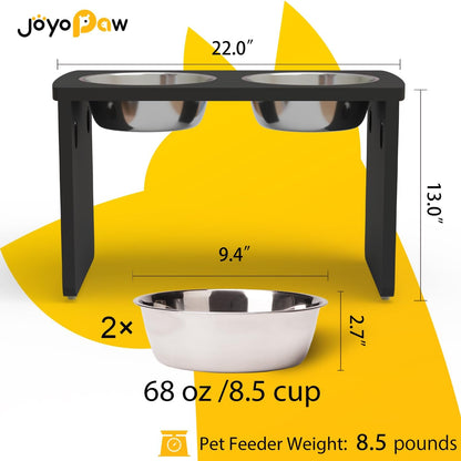 Elevated Dog Bowls, Bamboo Raised Dog Bowl for Medium Dogs, with 2 Stainless Steel Bowls (7'' Tall-40 oz Bowl)