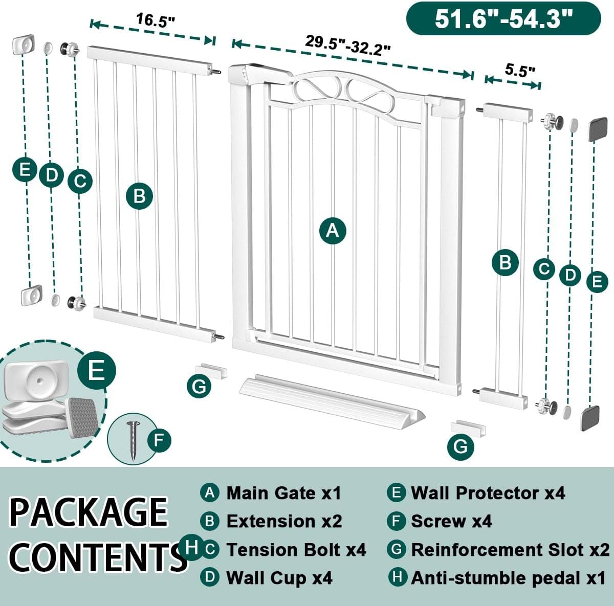 Fairy Baby 68.1"-70.8" Extra Wide Press Mounted Baby Gate Indoor for Kids Or Pets Walk Thru No Drill Long Dog Gates for The House Doorway Child Safety Gate