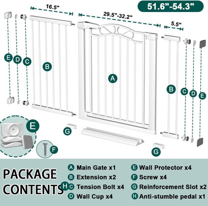 Fairy Baby 68.1"-70.8" Extra Wide Press Mounted Baby Gate Indoor for Kids Or Pets Walk Thru No Drill Long Dog Gates for The House Doorway Child Safety Gate
