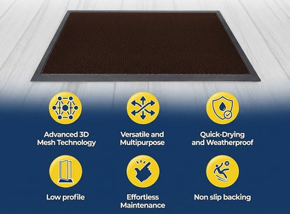 Muddy Mat® Meshy Mat™ Door Mat Heavy-Duty Quick-Dry Floor Mat, Sand & Dirt Trapper for Indoor & Outdoor, Ideal for Entrance, Mudrooms,Patios & Garages,Low-Profile,Non-Slip,Washable– Black 17"x30"x0.4"