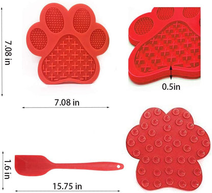 Dog Licking Mat for Anxiety Peanut Butter Slow Feeder Bowls Licking Pad with Strong Suction to Wall for Pet Bathing,Grooming,and Dog Training (Red)