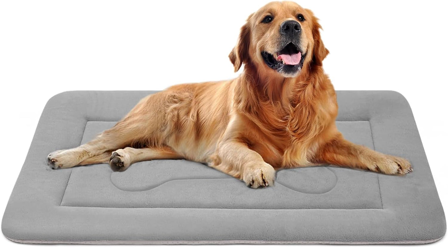 Large Dog Bed Soft Dog Crate Pad Mat 42 in Non-Slip Bottom Washable Dog Sleeping Mattress Pet Beds Cat Bed Kennel Pad, Dark Gray