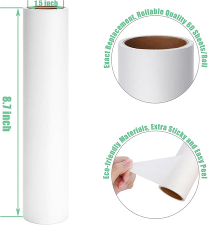 7.5 inch Lint Roller Refills Only, Pet Hair Remover Refills for Clothes Carpet Floor Couch, Extra Sticky Lint Brush Roller Refills, Pack of 5 Rolls, Total 300 Sheets (7.5'' Wide)