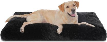 Bedfolks Waterproof Dog Crate Bed, Plush With Removable Washable Cover, Faux Fur Crate Pad for Medium Dogs, Fluffy Kennel 29"x21", Dark Grey