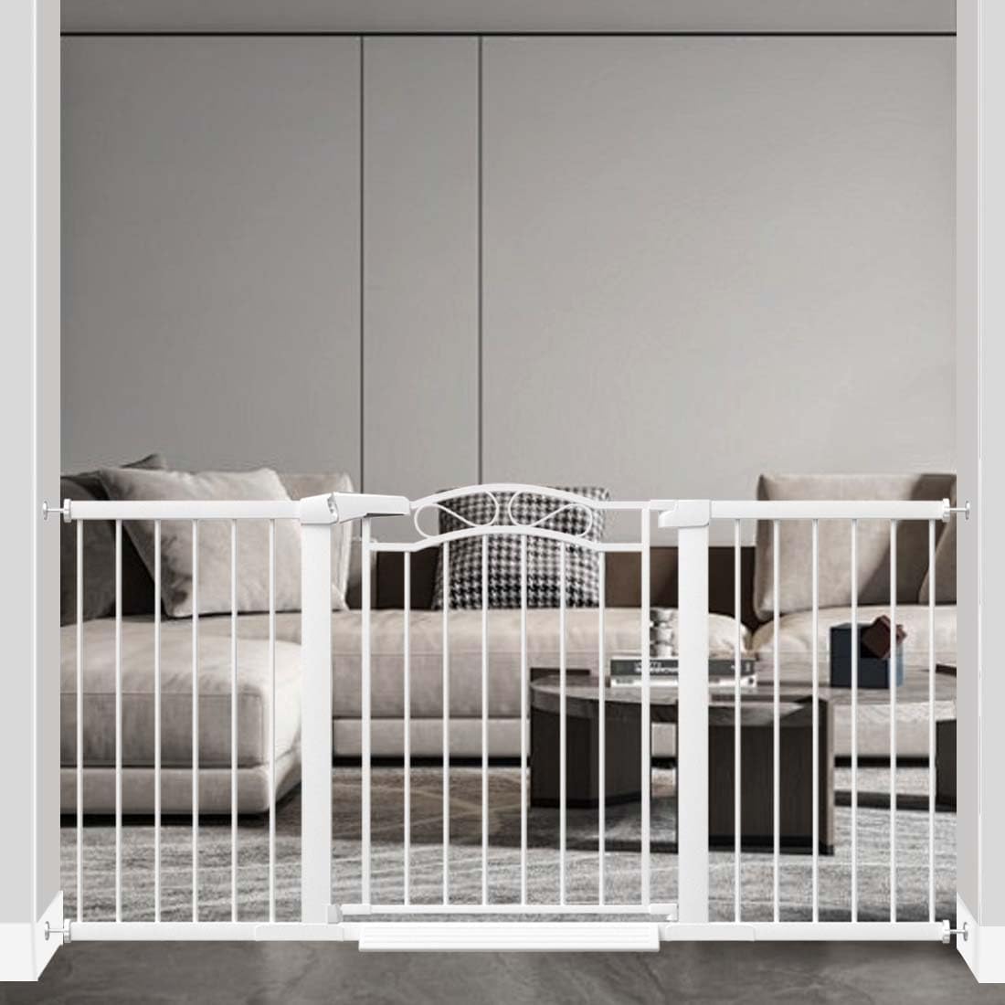 Fairy Baby 68.1"-70.8" Extra Wide Press Mounted Baby Gate Indoor for Kids Or Pets Walk Thru No Drill Long Dog Gates for The House Doorway Child Safety Gate
