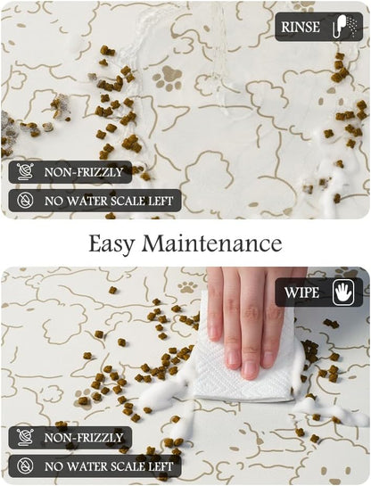 PADOOR Pet Feeding Mat-Absorbent Dog Mat for Food and Water Bowl-No Stains Easy Clean Dog Food Mat-Quick Dry Water Dispenser-Puppy Supplies Accessories