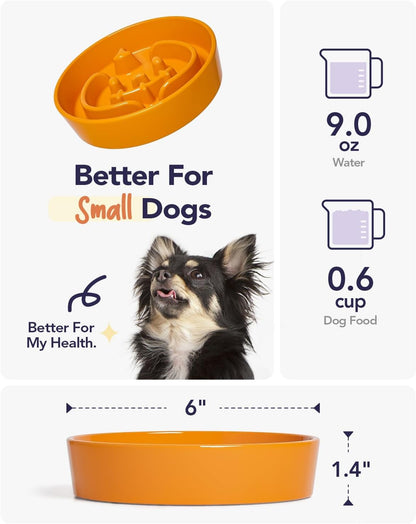 LE TAUCI Dog Bowls Slow Feeder Ceramic, 1.5 Cup Slow Feeding Bowl for Small and Medium Breed, Puzzle Dog Food Bowl for Fast Eater, Maze Purple
