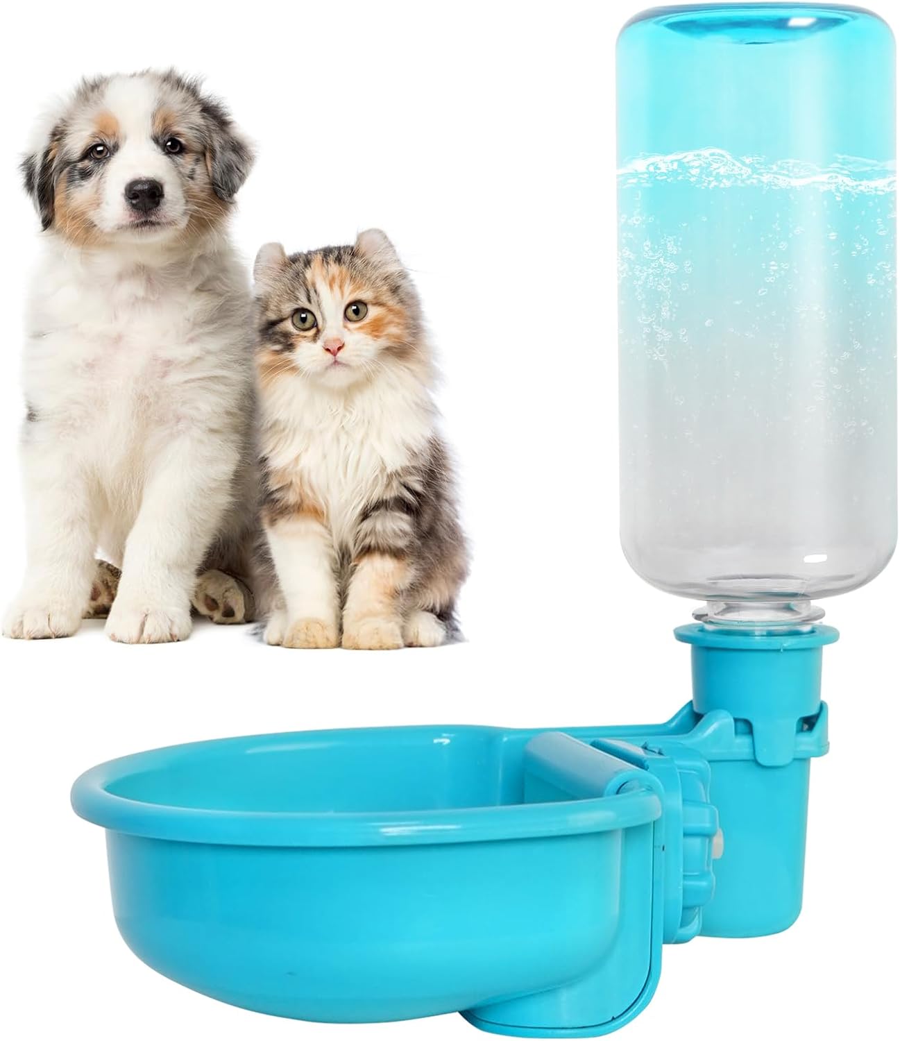 VANNON 16oz Pet Water Bottle, Gravity Dog Water Bowl Dispenser for Cage, Anti-Overflow Water Dispenser for Small Dogs, Cats, Rabbits and Other Small Animals, BPA Free, Grey