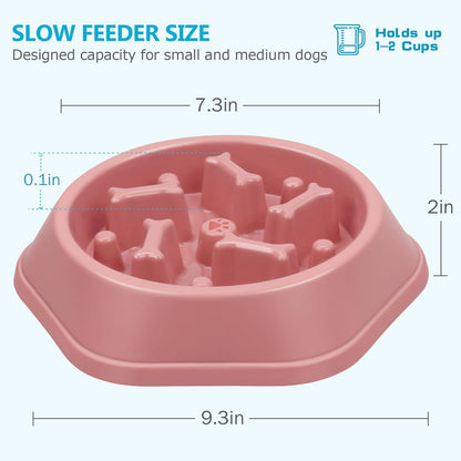 UPSKY Slow Feeder Dog Bowl Anti-Chocking Slower Feeding Pet Puzzle Bowls, Interactive Bloat Stop Dog Food Dishes Non-Slide Dogs Lick Treat for Small Medium