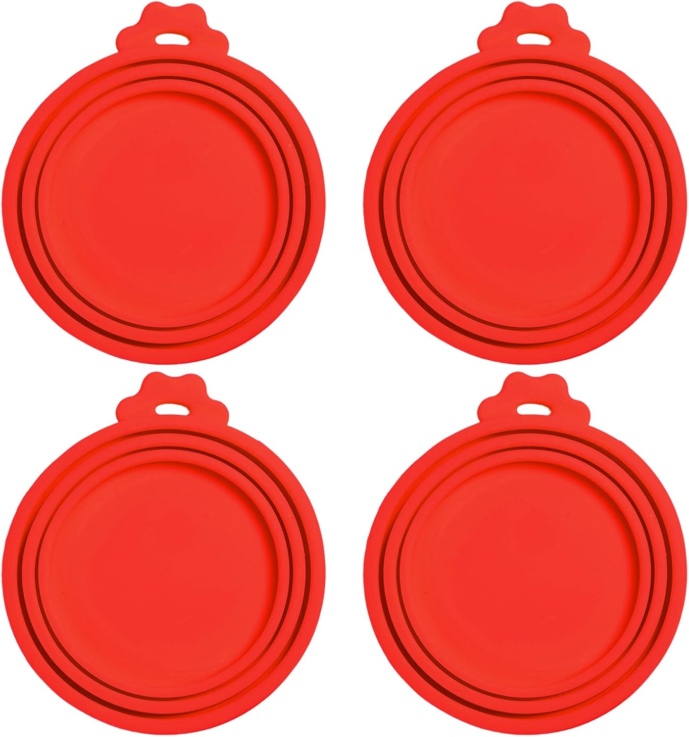PINE & LINEN 4 Pcs 2.5inch Durable Pet Can Lids, Silicone Small Pet Can Covers Waterproof Cat Food Cans Lids for 3 oz Cat Food Cans（Yellow+Red+Pink+Blue）