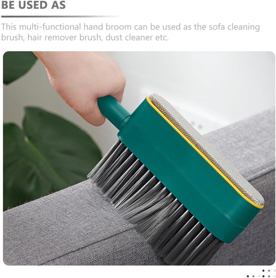 MAGICLULU Multi-use 3-in-1 Pet Hair Removal Broom with Long Handle and Soft Bristles, Electrostatic Dusting Brush for Household Cleaning and Bed Dusting, 1pcs Green and Gray Handheld