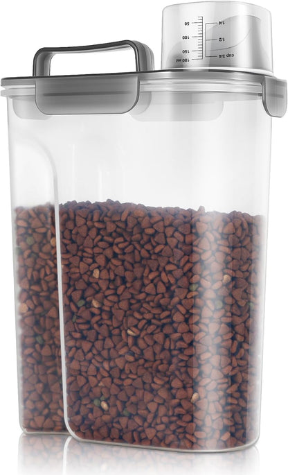 TBMax Dog Food Storage Container 5-7 lbs, Airtight Cat Food Container with Larger Spout & Measuring Cup, Portable Pet Food Storage Dispenser for Small Animal Kibble Storage, Bird Seed Container