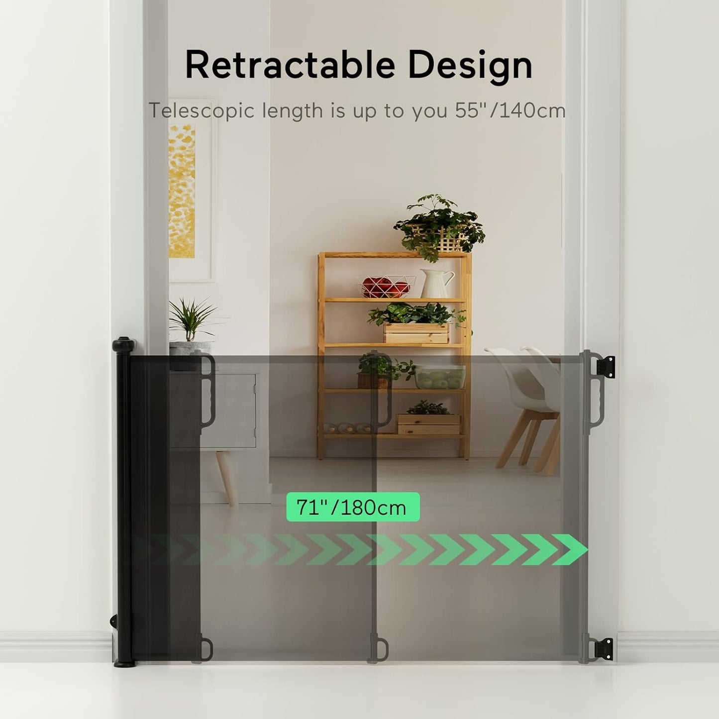 Momcozy Retractable Baby Gate, Mesh Baby Gate or Mesh Dog Gate, 33" Tall,Extends up to 71" Wide, Child Safety Gate for Doorways, Stairs, Hallways, Indoor/Outdoor