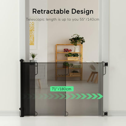 Momcozy Retractable Baby Gate, Mesh Baby Gate or Mesh Dog Gate, 33" Tall,Extends up to 71" Wide, Child Safety Gate for Doorways, Stairs, Hallways, Indoor/Outdoor