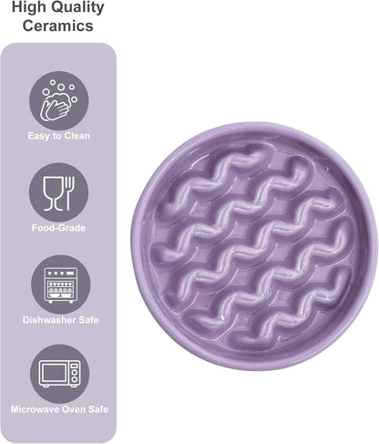 Ceramic Slow Feeder Dog Bowl, Maze Puzzle Non-Slip Silicone Base Stoneware Bowl for Small Medium Dogs, Heavy Duty Anti-Bloat Dog Food Bowl Dishwasher Safe – Apricot, Medium