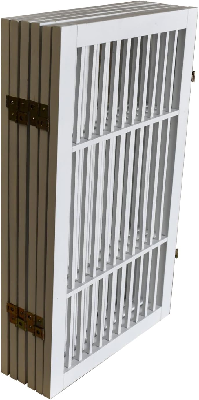 Urnporium Freestanding Wooden Dog Gate for Doorways – Foldable Acacia Wood Pet Gate, No Drill Portable Indoor/Outdoor Puppy Fence Barrier (White Pet Gate, 3 Panel 24" Tall)