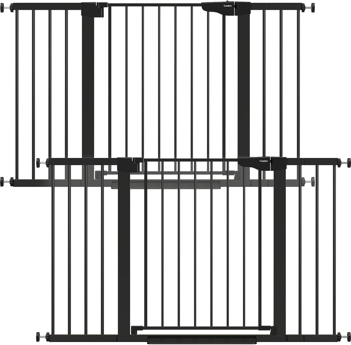 Cumbor 36.6-64" Extra Wide Baby Gate for Stairs, Dog Gates for Doorways, Auto-Close Pet Gate Indoor, Pressure Mounted Walk Through Safety Child Gate for Kids Toddler, Tall Pet Puppy Fence Gate, Brown
