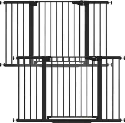 Cumbor 36.6-64" Extra Wide Baby Gate for Stairs, Dog Gates for Doorways, Auto-Close Pet Gate Indoor, Pressure Mounted Walk Through Safety Child Gate for Kids Toddler, Tall Pet Puppy Fence Gate, Brown