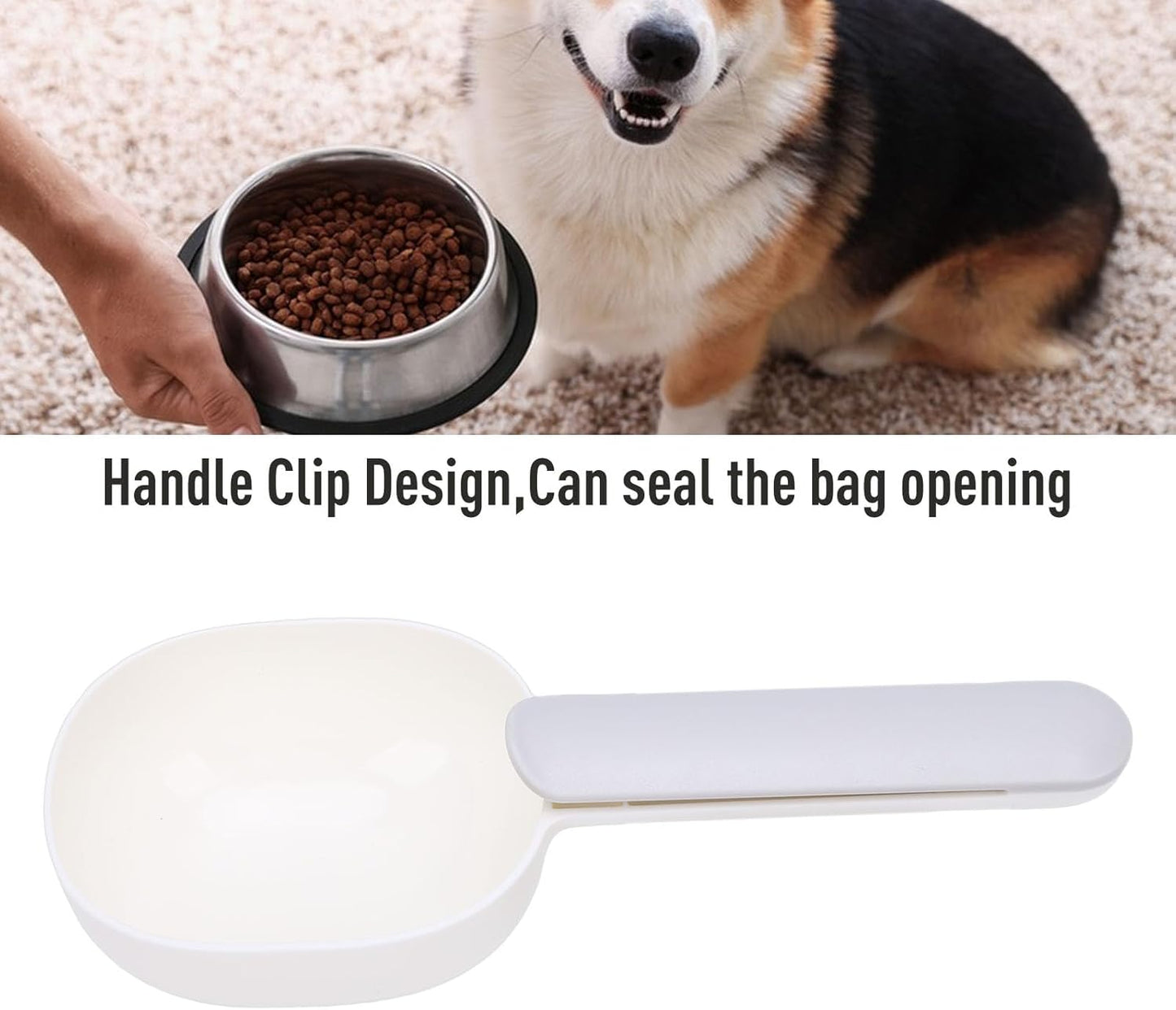 Fockety Dog Food Scoop, Pet Food Scoop with Clip for Sealing, Keep Pet Treats Freshness, Easy Scooping for Daily Feeding at Home, for Dogs, Cats, Rabbits