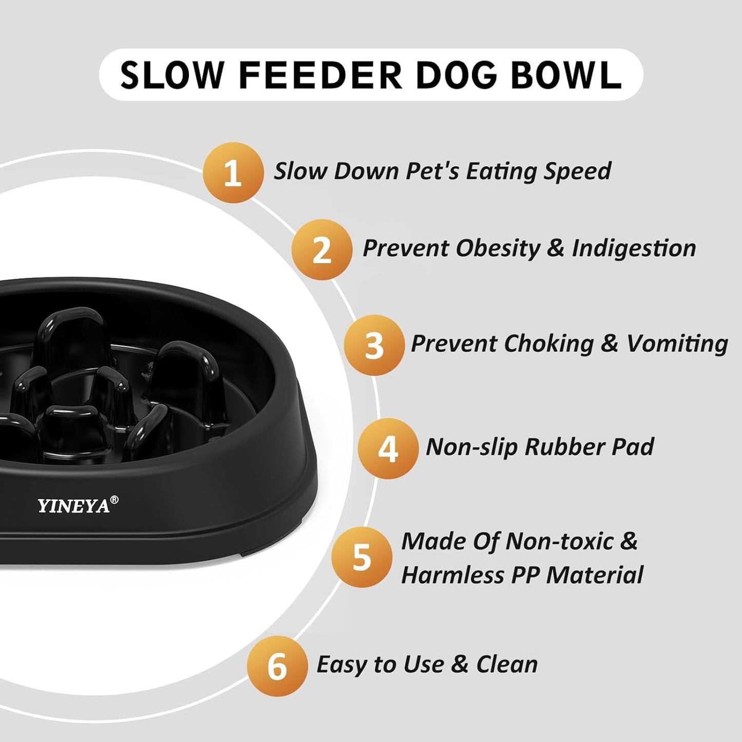 YINEYA Slow Feeder Dog Bowls, Pet Supplies that Slow Down Eating, Pet Food Bowls, Maze Dog Puzzle Feeder for Medium Breed