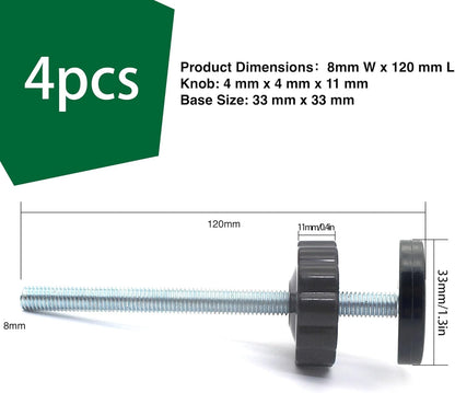 Vmaisi 4 Pack 8MM Baby Gate Threaded Spindle Rod, Replacement Hardware Parts Kit for Pet & Dog Pressure Mounted Safety Gates - Extra Long Wall Mounting Accessories Screws Rods Adapter Bolts Black