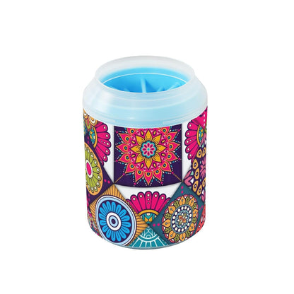 Dog Paw Cleaner Cups for Dogs Pet Foot Washer Paw Scrubber for Medium Small Dogs Cats Cleaning Cup Cute Yellow Fiesta Guitars Cacti and Ethnic Birds