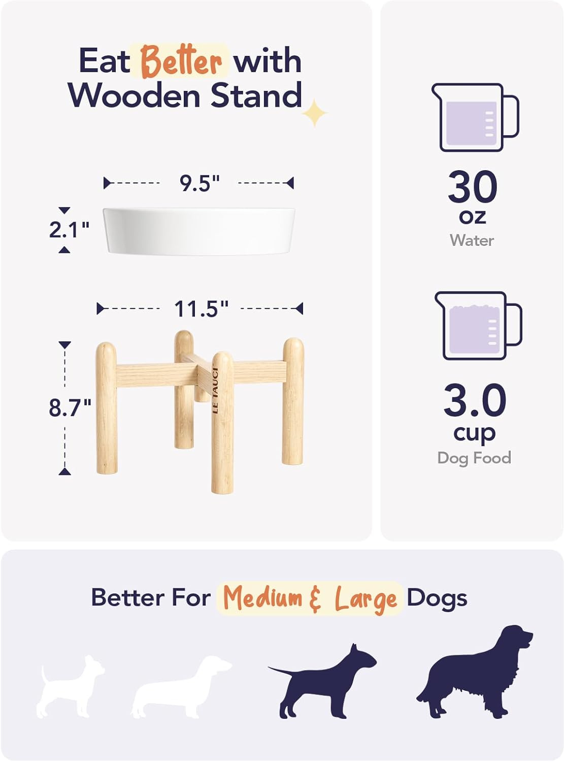 LE TAUCI Dog Bowls Slow Feeder Ceramic, 1.5 Cup Slow Feeding Bowl for Small and Medium Breed, Puzzle Dog Food Bowl for Fast Eater, Maze Purple