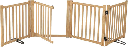 YOCAN Non-Painted Wood FreeStanding Pet Gate for Dogs,Wooden Dog Gates for Doorways, Stairs,The House, Dog Fences Indoor Puppy Gate-2 Panel H:23”