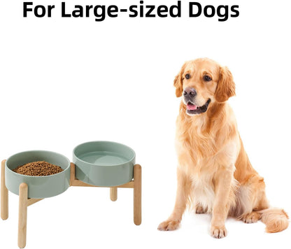 Havniva 8.3inch Ceramic Raised Dog Bowl with Stand, Elevated Dog Bowls for Large Breed Dog Food and Water Bowl Non-Slip Dog Dish Large Capacity Feeding Pet Water Bowl