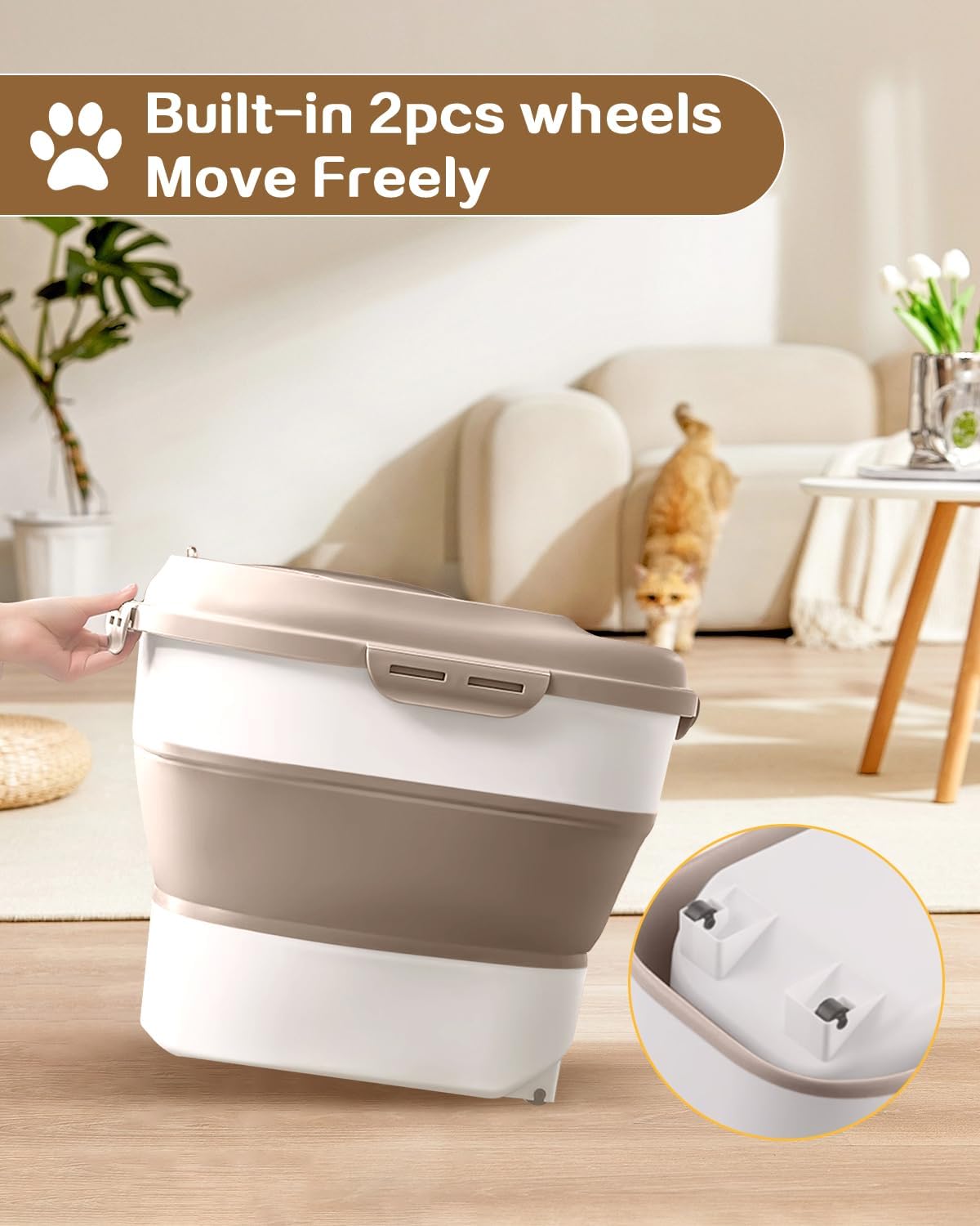 ANVS Dog Food Storage Container-Up to 30Lbs Collapsible Dog Food Container with Airtight Lids, Scoop and 2.5L Small Pet Food Storage Container Dry Food For Dog, Cat and Other Pet Food (Green)