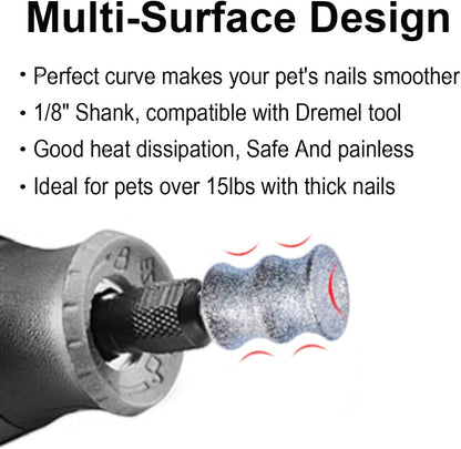 Diamond Rotary Grinder Bits for Dog - Pet Nail Grinder Attachment - 1/8" Replacement Grinder Wheel for Dremel - Pet Nail File & Clippers for Medium Large Dogs (XL)
