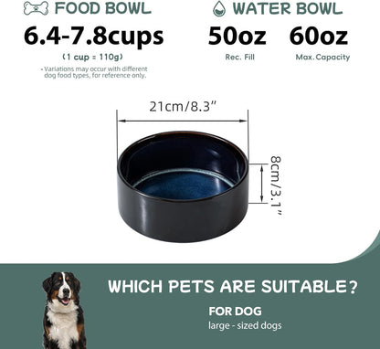Havniva 8.3inch Ceramic Raised Dog Bowl with Stand, Elevated Dog Bowls for Large Breed Dog Food and Water Bowl Non-Slip Dog Dish Large Capacity Feeding Pet Water Bowl