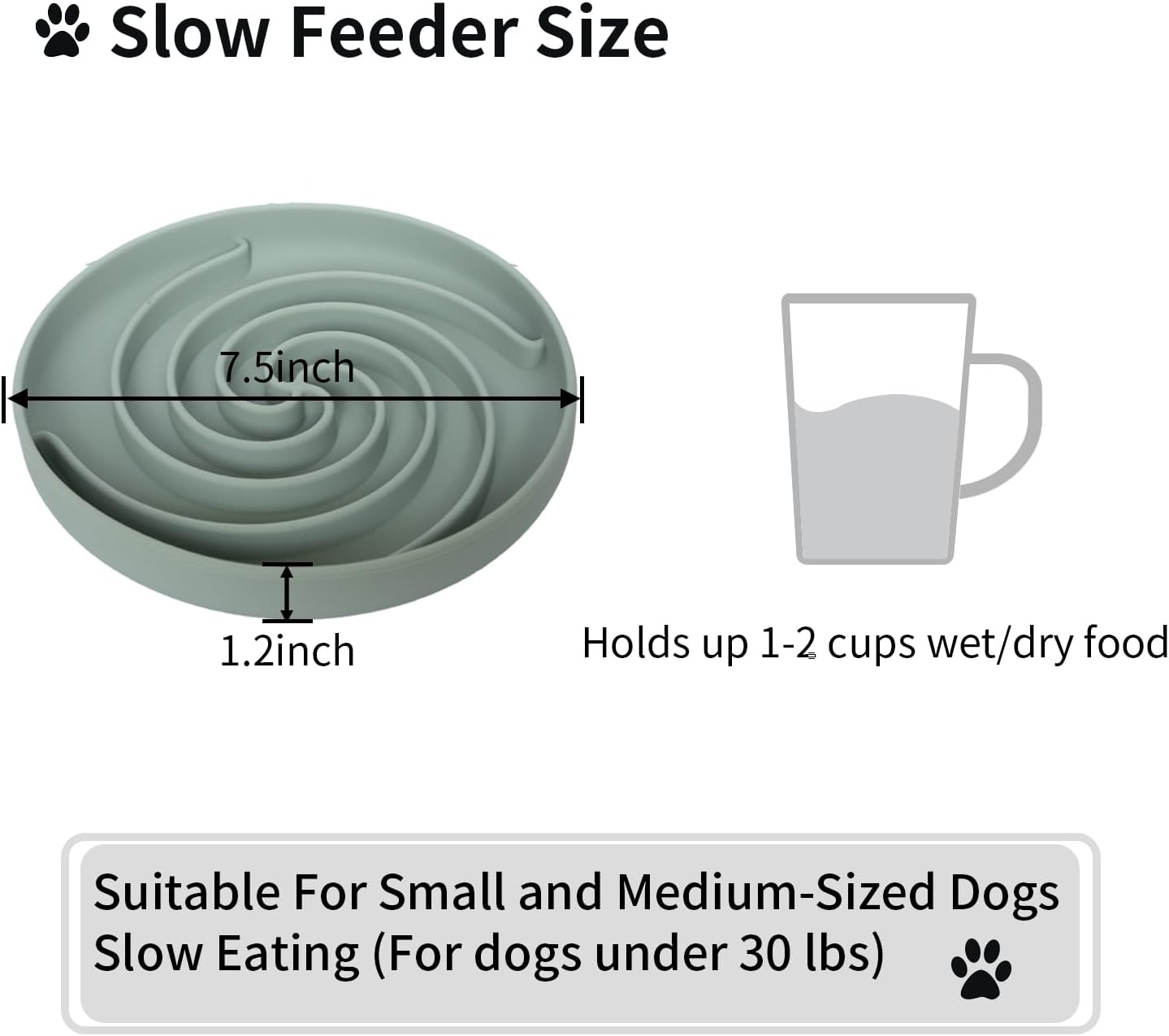 Bifeaw Slow Feeder Dog Bowls, Dishwasher Microwave Safe Silicone Puppy Puzzle Bowl with Non-Slip Design for Eating (Grey Green)