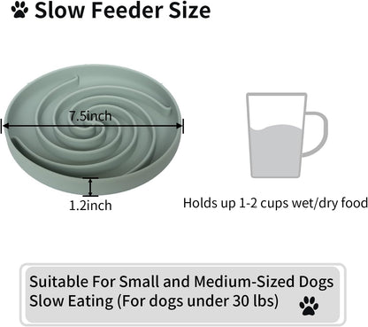 Bifeaw Slow Feeder Dog Bowls, Dishwasher Microwave Safe Silicone Puppy Puzzle Bowl with Non-Slip Design for Eating (Grey Green)