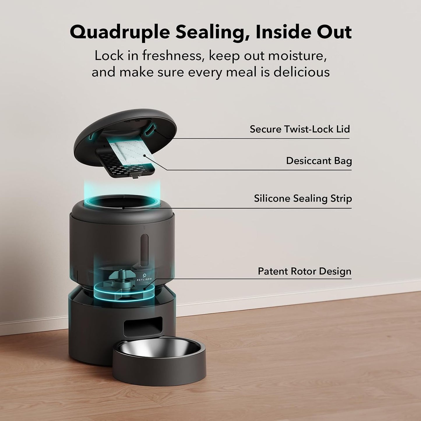 PETLIBRO Automatic Dog Feeder with Camera, Auto Cat Food Dispenser Slow Feeders Dogs Bowl, 1080P HD Video with Night Vision, 5G WiFi with 2-Way Audio, Stainless Steel Slow Food Tray for Small Dogs