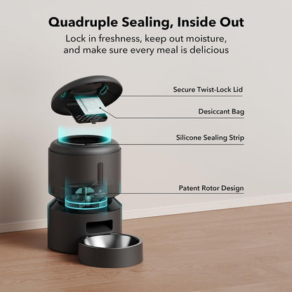 PETLIBRO Automatic Dog Feeder with Camera, Auto Cat Food Dispenser Slow Feeders Dogs Bowl, 1080P HD Video with Night Vision, 5G WiFi with 2-Way Audio, Stainless Steel Slow Food Tray for Small Dogs