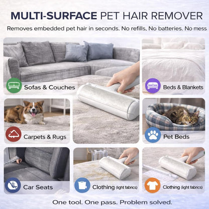 Reusable Pet Hair Remover Roller for Dogs and Cats – Reusable Lint Brush for Furniture, Couch, Carpet and Clothes – Self-Cleaning Hair Removal Tool for Sofa, Bed and Car Seats - Eco Friendly